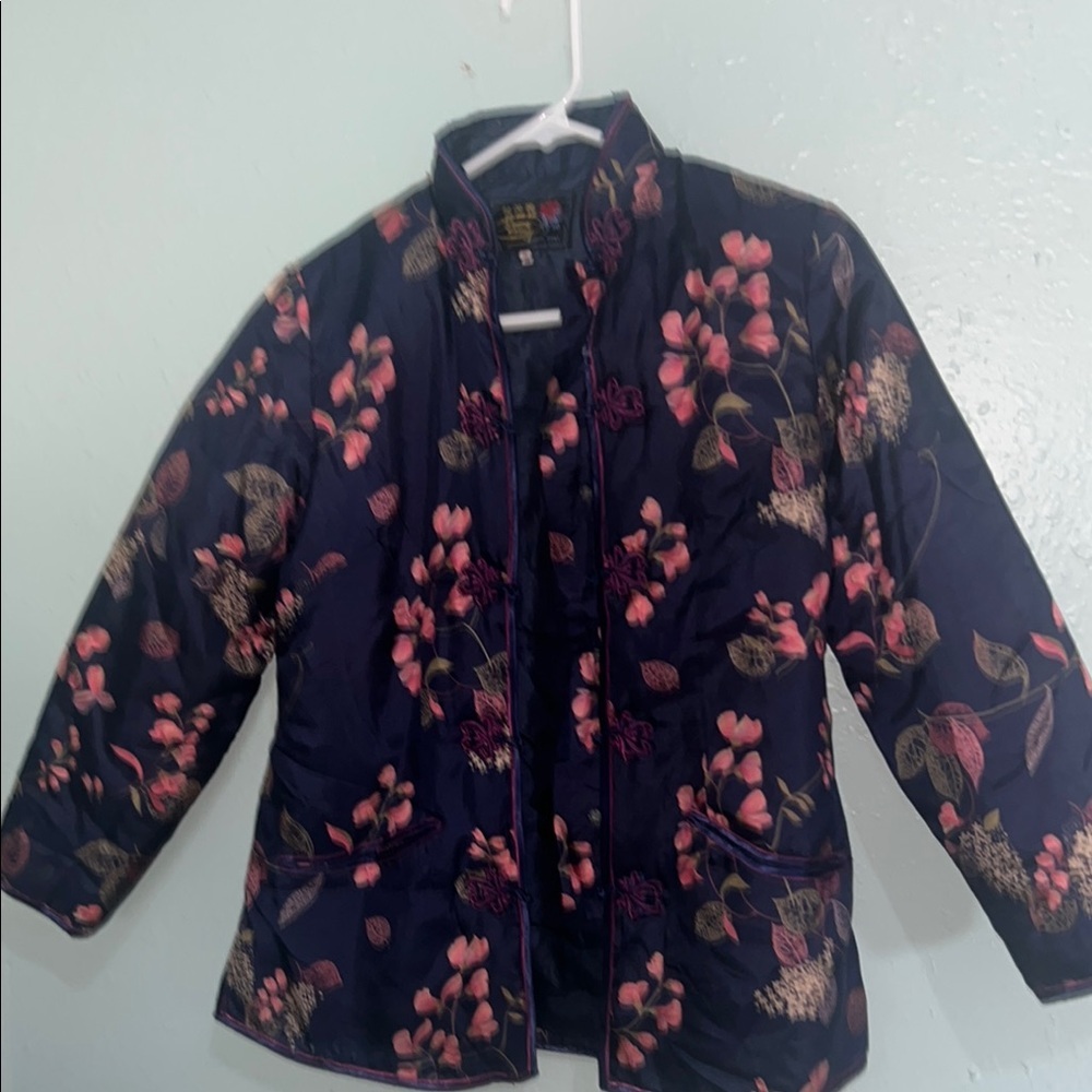 Peony and Moss Blue and Pink Puffer Jacket